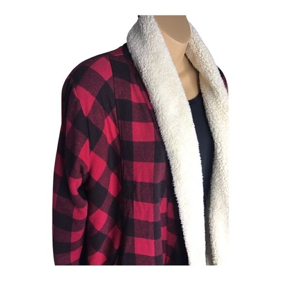 Eddie Bauer Snow Lodge Buffalo Check Faux Shearling Lined Wrap Size Small - Picture 3 of 7
